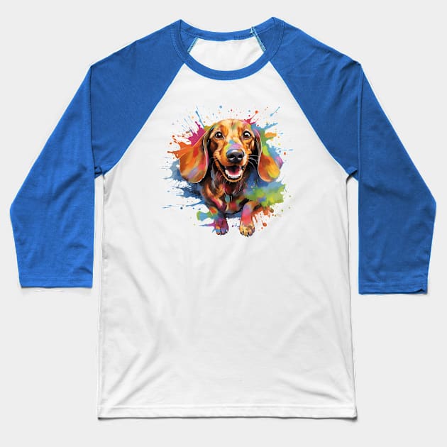 Dachshund Art Baseball T-Shirt by CunninghamWatercolors